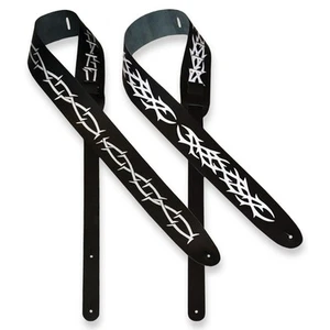 ░▒▓█ ProMont Gitarrengurt █▓▒░ Tribal Motiv Echt Leder schwarz rutschfest - Picture 1 of 3