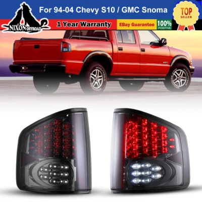 Chrome Smoke LED Tail Lights for 94-04 Chevrolet S10 / GMC Snoma Rear Lamp PAIR - Image 1 of 4