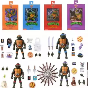 TMNT Leonardo Michelangelo Raphael Donatello CARTOON Action Figures VHS BOX Neca - Imagen 1 de 3