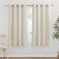 NICETOWN Thick Flax Linen Curtains 96 inches Long, Grommet Semi Sheer Vertical D