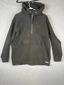 Victorias Secret Pink Womens Large Pullover midweight Hoodie Gray 1/2 Zip Front - Picture 1 of 6