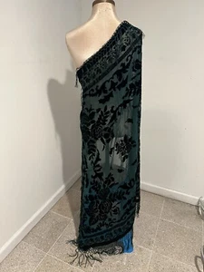 HUNTER GREEN Silk Chiffon Velvet Burnout Scarf 40”x40” Wide - Picture 1 of 7