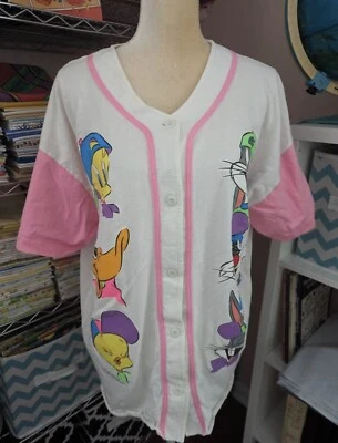 Camiseta de béisbol vintage 1995 Looney Tunes neón estilo camiseta sol ropa deportiva usada en excelente estado Foto 1 de 4