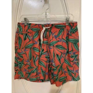 Charleston Threads Mens Swim Trunks Large Hawaiian Leave Print Pink Green - Picture 1 of 9