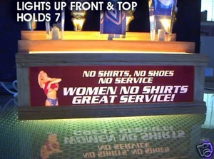 TOPLESS LADY NO SHIRT GREAT SERVICE LIGHTED 7 BEER TAP HANDLE DISPLAY - Picture 1 of 1