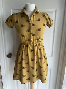 Run & Fly Cotton Jersey Bee Bumble Bee Print Dress Size 8 - Picture 1 of 5