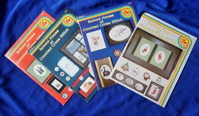4 Cross Stitch Books 1981 SCHOOL HOUSE COUNTED CROSS STITCH (1, 2, 4, 10) - Image 1 of 4