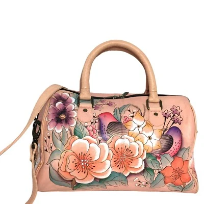 Bolso Bandolera Anuschka NUNCA USADO Cuero Pintado a Mano Pájaros Floral Foto 1 de 4