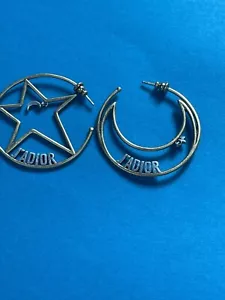 Dior J'adior Gold Star & Moon Celestial Hoop Earrings - Picture 1 of 6