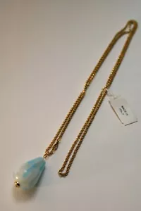 Neu mit Etikett Venezianische Glas Murano große Perlen lange Halskette - goldfarben Statement - Bild 1 von 3
