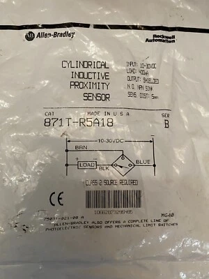 Allen-Bradley 871T-R5A18 Cylindrical Inductive Proximity Sensor - Image 1 of 4