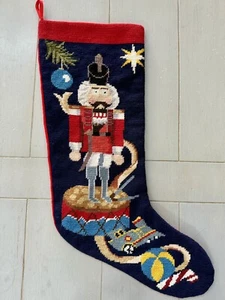 Large 22” Vintage Needlepoint Nutcracker Christmas Stocking-Steinwinder No Tag - Picture 1 of 17