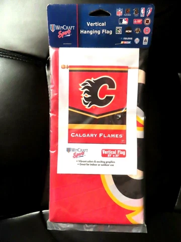 Calgary Flames 27" x 37" Vertical Hanging Wall Flag. Logo.  NHL Wincraft Cover
