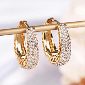 Elegant Gold-plated Hoop Earrings – Stylish Women's Jewelry, Valentine's Gift - Picture 1 of 24