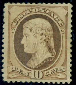 US #209, 10¢ brown, og, hinge rem, F/VF, Scott $160.00 - Picture 1 of 1