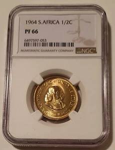 NGC South Africa 1964 1/2 Cent Unc Proof PF66 Low Mintage (B) - Picture 1 of 4