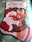 Christmas Bucilla Stocking Felt Applique Holiday Kit,Santa & Rudolph,84070,15"