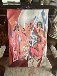 pablo picasso oil on canvas painting hand signed and carved with labels