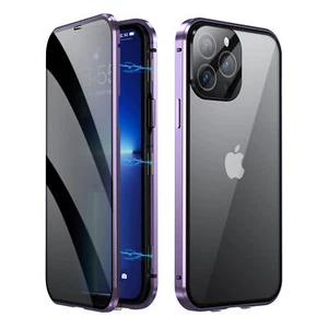 For iPhone 15 14 13 Pro Max Privacy Anti Spy Metal Magnetic Full Body Case - Picture 1 of 12