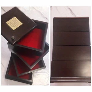 Organizador de costura de escritorio de colección The Bombay Company 1996 caja de joyería de madera 4 cajones - Imagen 1 de 10