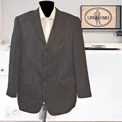 Linea Uomo Blazer Mens 46R Brown Herringbone Ventless - Image 1 of 4