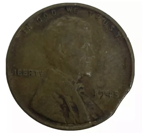 1945 Lincoln Wheat Penny Clip Error Cover