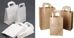 SCHÜSSIGKEITENSTREIFEN / BRAUN / WEISSES PAPIER SOS TRAGE TASCHEN PARTY GESCHENK HOCHZEIT HENNE NACHT - Bild 1 von 32