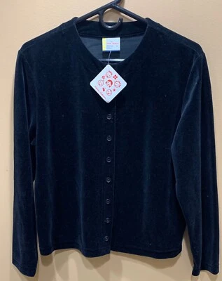 Hanna Andersson Girls Black Velour Button Up Cardigan S NWT - Image 1 of 4