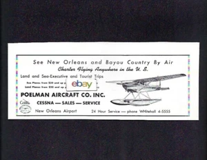 POLEMAN AIRCRAFT CO INC VON NEW ORLEANS CESSNA SCHWIMMFLUGZEUGE SIEHE BAYOU PER AIR AD - Bild 1 von 1