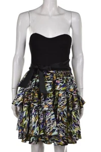 Vestido Diane Von Furstenberg talla 6 negro rosa estampado vaina sin tirantes cóctel - Imagen 1 de 4