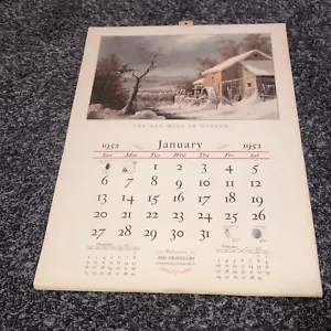 1952 TRAVELERS INSURANCE COMPANY CURRIER & IVES PRINT CALENDAR CLEAN & COMPLETE - Picture 1 of 4