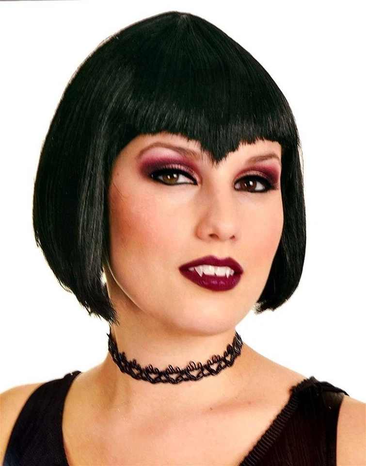 Va Va Vamp Wig Black Vampire Fancy Dress Up Halloween Adult Costume Accessory - Image 1 of 1