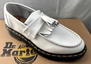 DR. MARTENS WHITE ADRIAN YELLOW STITCH TASSELL LOAFERS SIZE UK 7 EU 41 - Picture 1 of 7