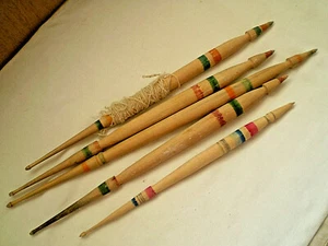 Primitive 5 Old Wood Spindles Spinning Spindies Spinning Yarn  - Picture 1 of 7