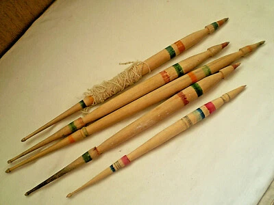 Primitive 5 Old Wood Spindles Spinning Spindies Spinning Yarn  - Image 1 of 4