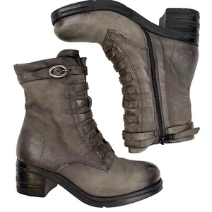 Botas con tachuelas Miz Mooz TALLA 36 (5.5-6) gris con tiras para moto steampunk - Imagen 1 de 8