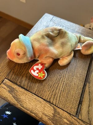 TY BEANIE BABY CUTE RAINBOW THE LIZARD WITH TAG PLUSH TOY & FREE SHIPPING - Image 1 of 3