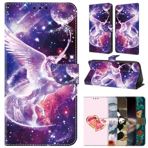 For iPhone 15 Pro 14 Pro Max XR XS X 8 7 PU Leather Crystal Painting Flip Case  - Picture 1 of 17