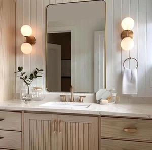 ANDY STAR 30”x40”Brushed Nickel Rounded Rectangle Mirror for Bathroom - Picture 1 of 7