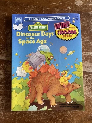 1987 Sesame Street Dinosaur Days to the Space Age Giant Coloring Book Unused - Image 1 of 4