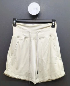 Lightweight Elastic Waist Drawstring Stretch Women's Athletic Shorts XS Beige - Picture 1 of 6