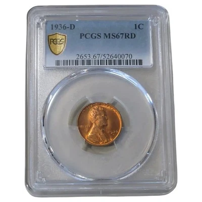 1936-D Lincoln Wheat Cent PCGS MS67RD - Image 1 of 2