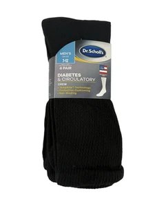 Paquete de 4 pares de calcetines negros de compresión Dr Scholls para diabetes talla 7-12 para hombre - Imagen 1 de 8