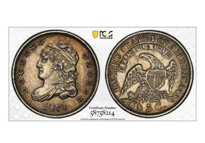 Media moneda de diez centavos busto tapado 1831 H10c graduación profesional AU55 - Imagen 1 de 6