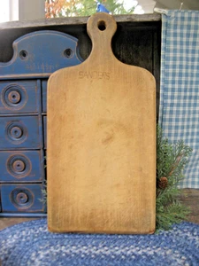 LG Antique Wood  Bread Cutting Board Lollipop Handle Original Surface - Picture 1 of 9