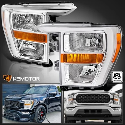 Fits 2021-2023 Ford F150 F-150 Halogen Headlights Headlamps Left+Right 21-23 - Image 1 of 4
