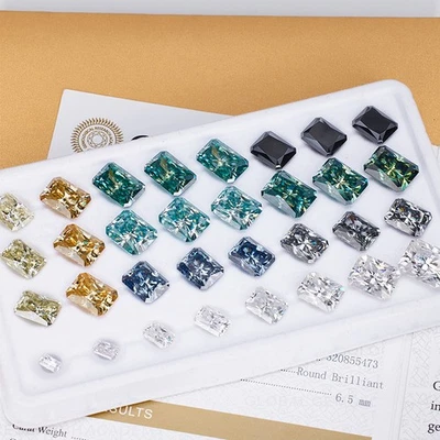 8 Color Brilliant Radiant Cut Loose Moissanite Stones Jewelry GRA Certificate - Image 1 of 4