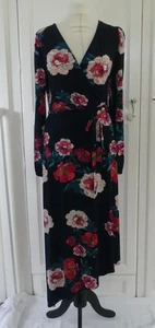OASIS Navy Blue Mix Long Sleeve Stretch Midi Dress S / UK 10 - Picture 1 of 5
