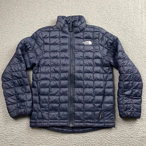 NORTH FACE Jacket Boys Small 7/8 Blue Thermoball Eco Insulated Full Zip Puffer - Picture 1 of 10