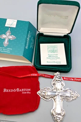 Reed & Barton Argento Sterling 2006 Francesco 1 Decorazione Croce di Natale, con scatola - Immagine 1 di 4